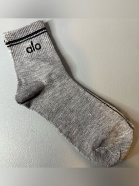 ALO Yoga unisex throwback half crew socks with stripes and alo yoga logo